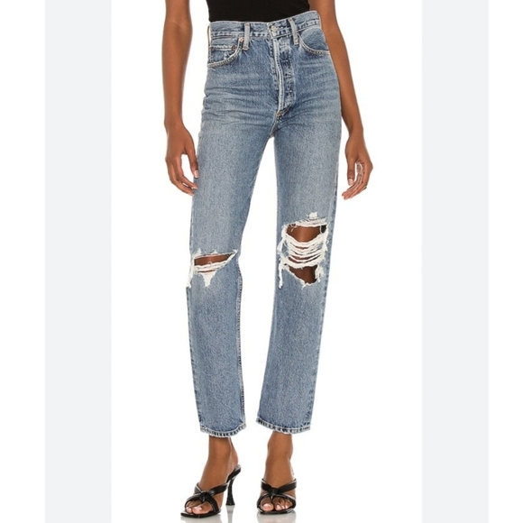 Agolde Denim - Agolde 90s pinch waist distressed straight leg jeans Size 26